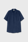 Habotai Short Sleeve Boyfriend Shirt Midnight sale