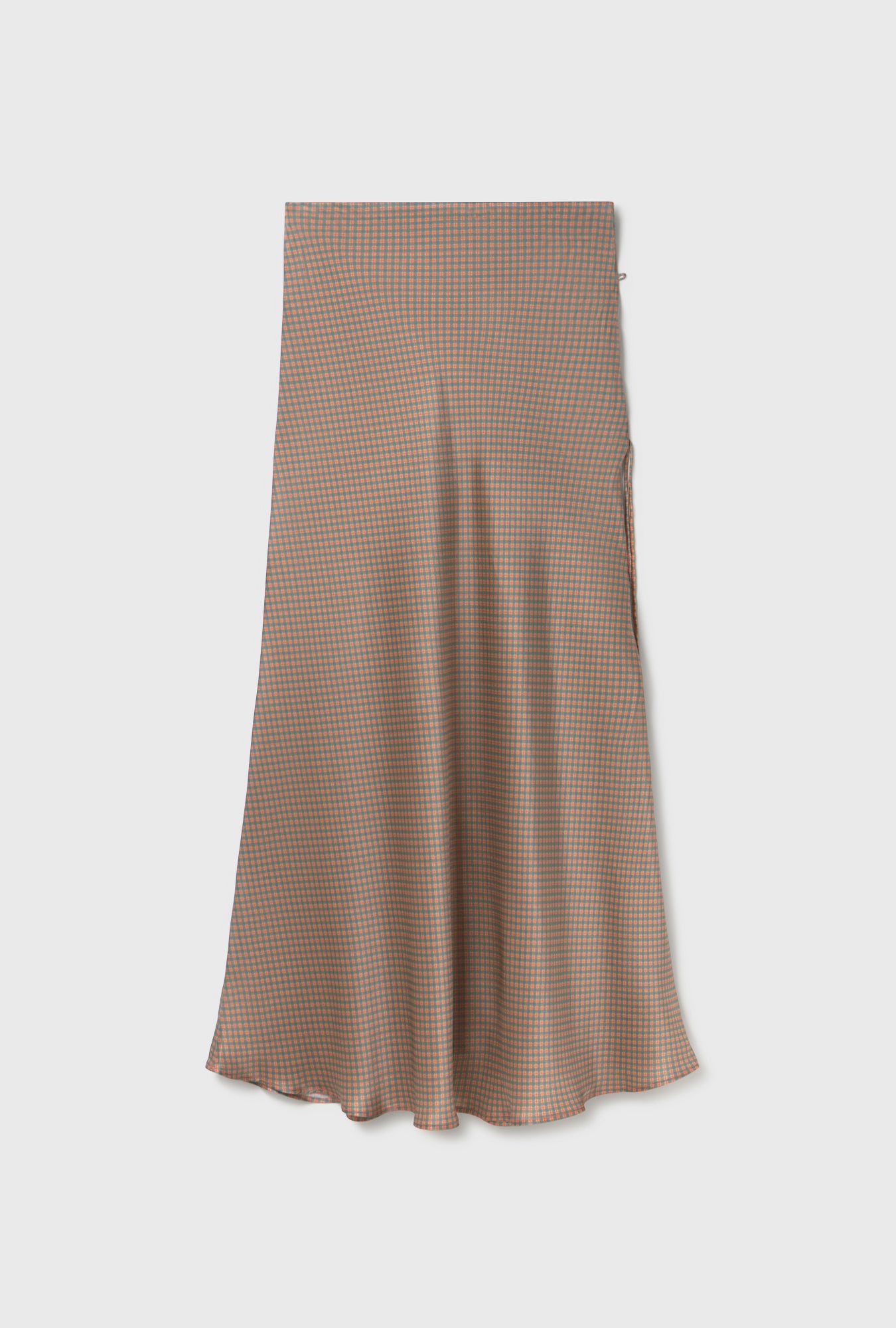 Long Bias Cut Skirt Micro Plaid