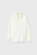 Cotton Silk Crossover Shirt White
