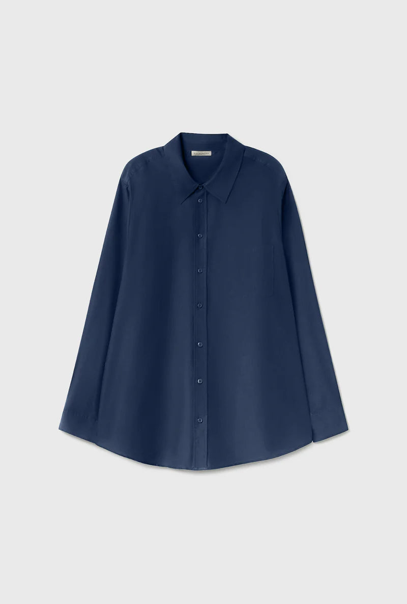 Cotton Silk Boyfriend Shirt Midnight