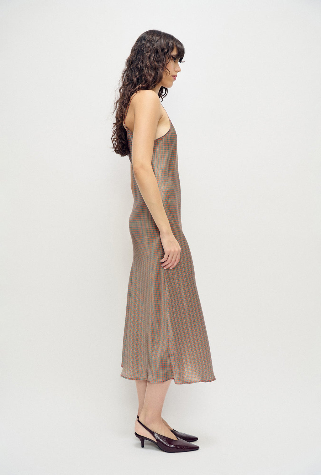 90s Slip Dress Micro Plaid
